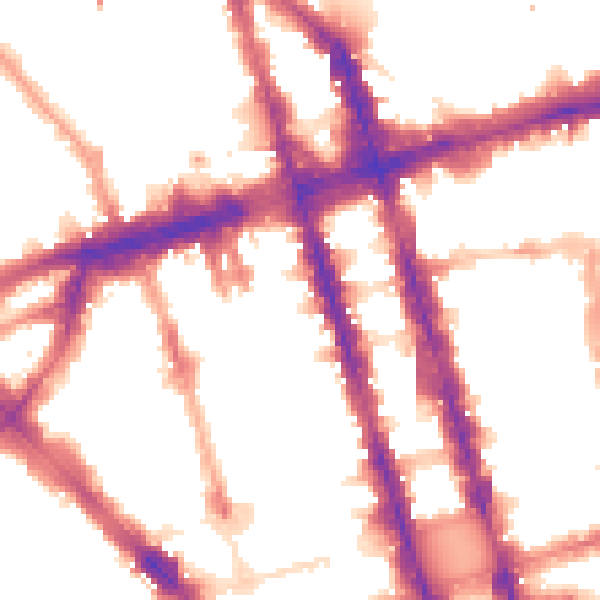 Night-time road noise heatmap for W1H 1BU