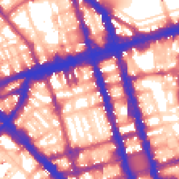 Daytime road noise heatmap for W1H 1BY
