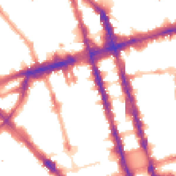 Night-time road noise heatmap for W1H 1BY