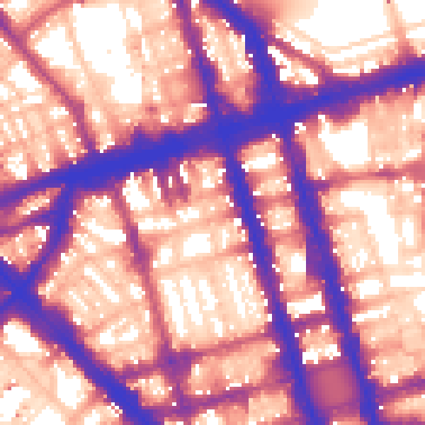 Daytime road noise heatmap for W1H 1BZ