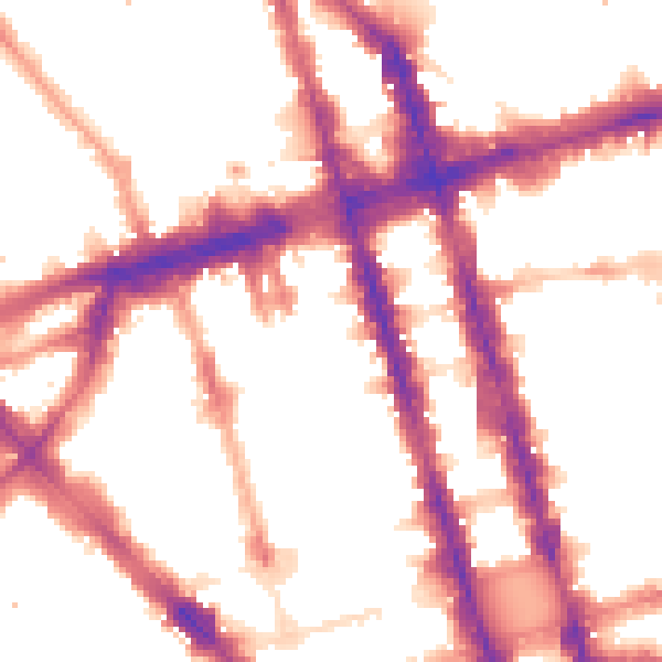 Night-time road noise heatmap for W1H 1BZ