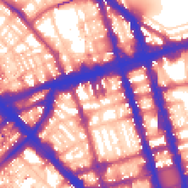 Daytime road noise heatmap for W1H 1DF