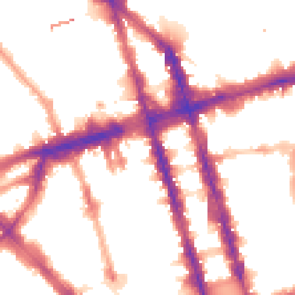 Night-time road noise heatmap for W1H 1FG