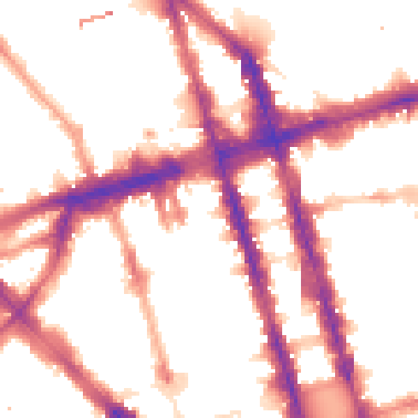 Night-time road noise heatmap for W1H 1FN