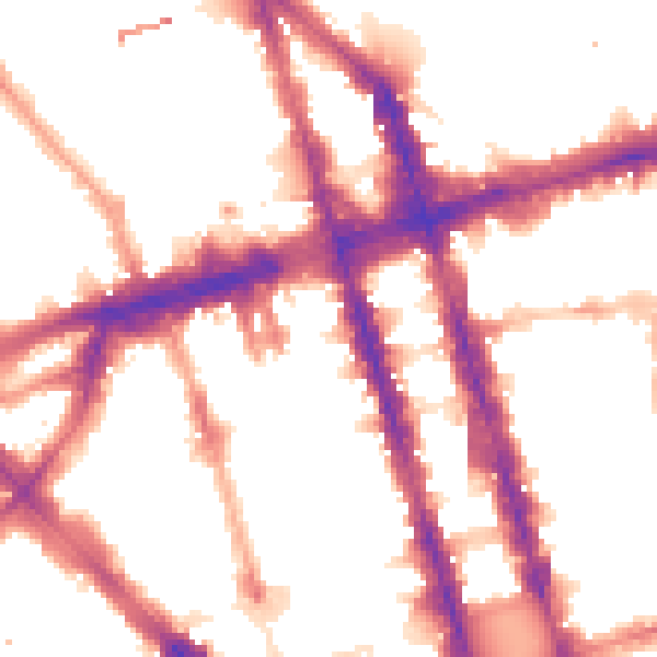 Night-time road noise heatmap for W1H 1GB