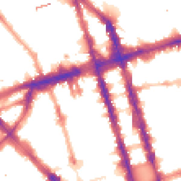 Night-time road noise heatmap for W1H 1GD