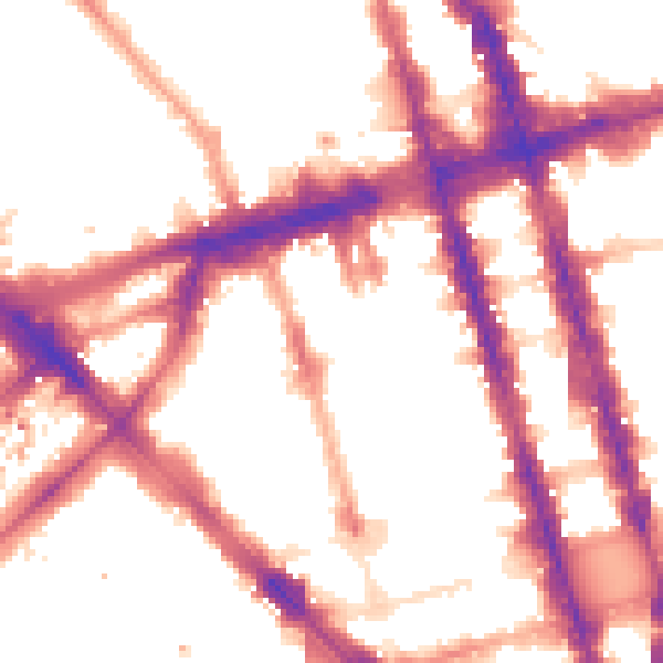 Night-time road noise heatmap for W1H 1JW