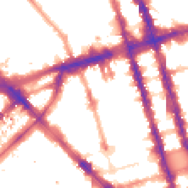 Night-time road noise heatmap for W1H 1JX