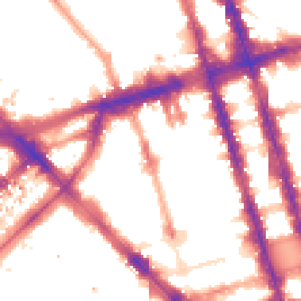 Night-time road noise heatmap for W1H 1JY