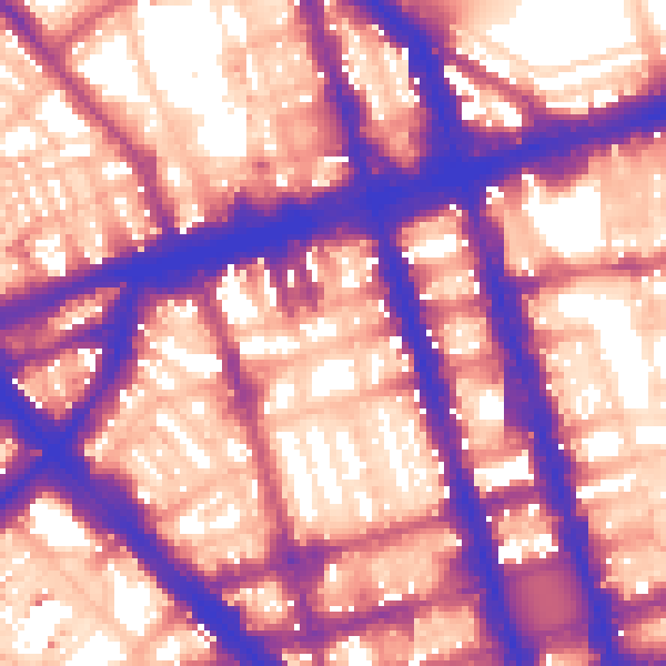 Daytime road noise heatmap for W1H 1LL