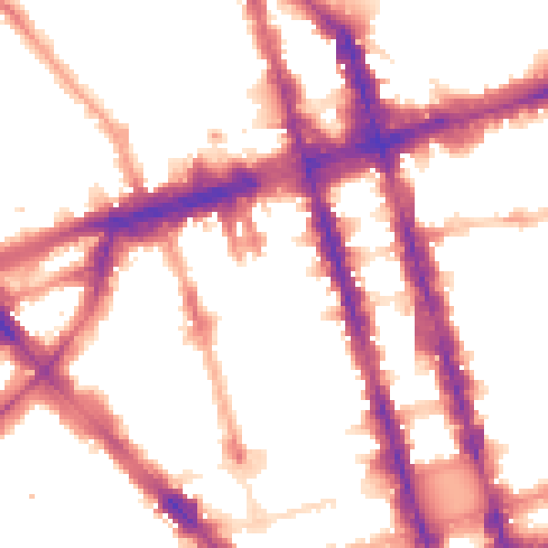 Night-time road noise heatmap for W1H 1LL