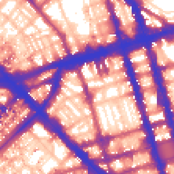Daytime road noise heatmap for W1H 1NE