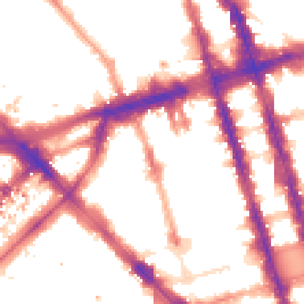 Night-time road noise heatmap for W1H 1NE