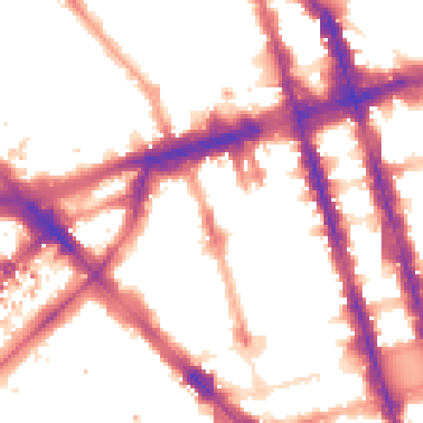 Night-time road noise heatmap for W1H 1NF