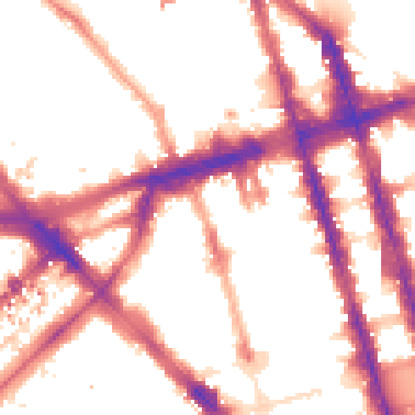 Night-time road noise heatmap for W1H 1NP
