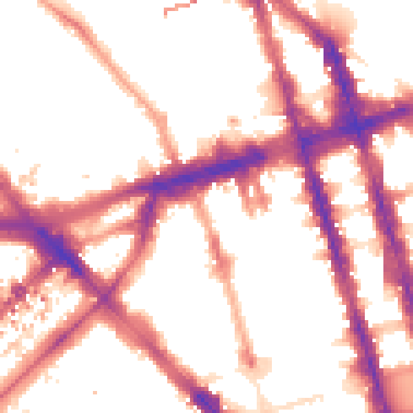 Night-time road noise heatmap for W1H 1NS