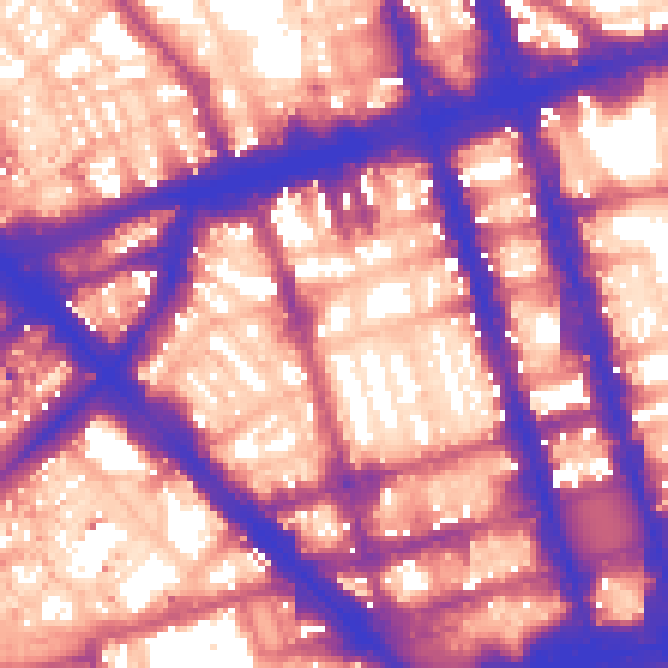 Daytime road noise heatmap for W1H 2DE