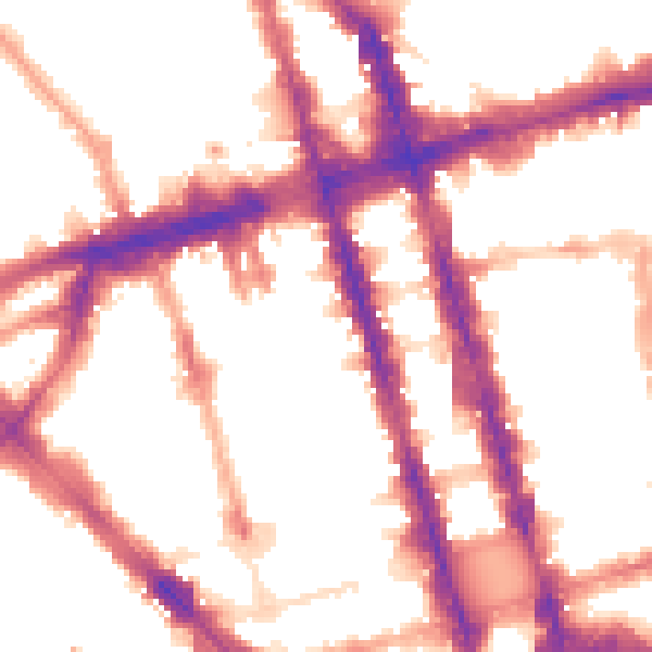 Night-time road noise heatmap for W1H 2JE