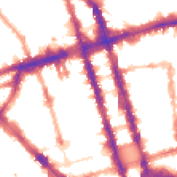 Night-time road noise heatmap for W1H 2JY