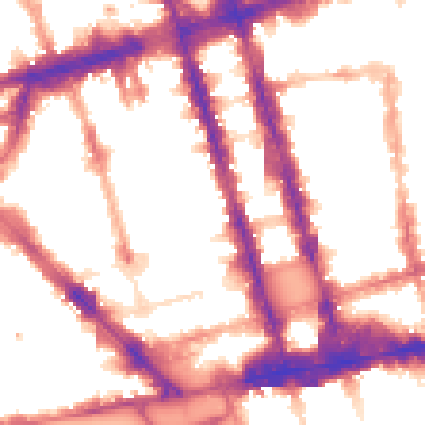 Night-time road noise heatmap for W1H 2LB