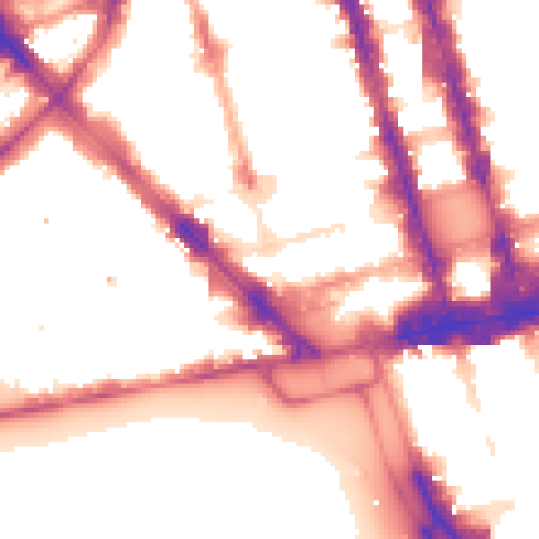 Night-time road noise heatmap for W1H 5AN
