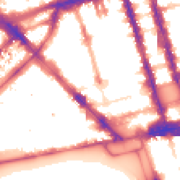 Night-time road noise heatmap for W1H 5LB