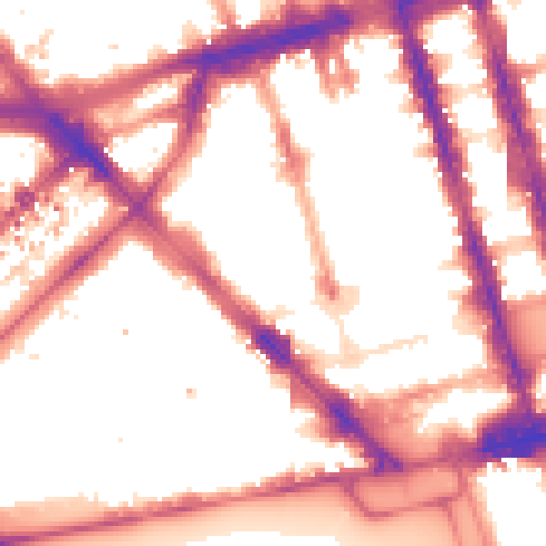 Night-time road noise heatmap for W1H 5YL