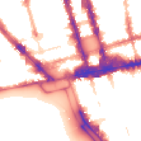 Night-time road noise heatmap for W1H 7AF