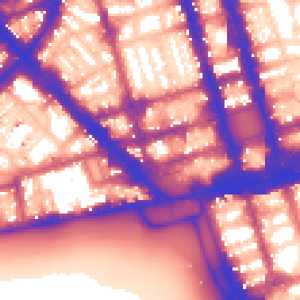 Daytime road noise heatmap for W1H 7DZ