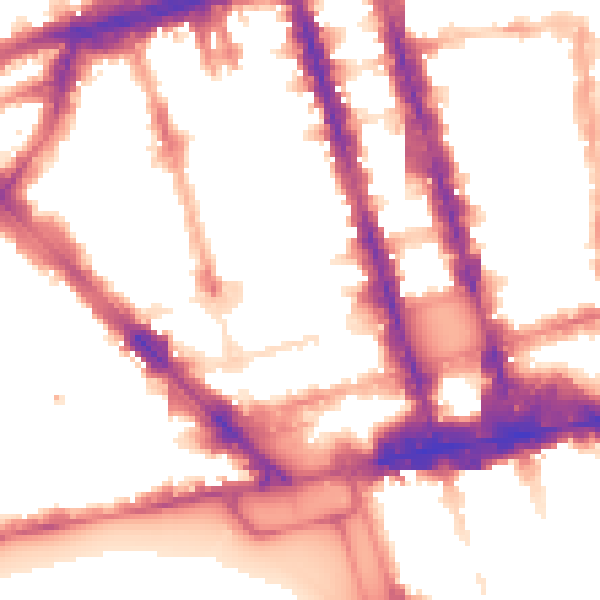 Night-time road noise heatmap for W1H 7ER