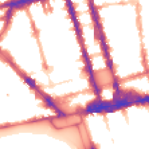 Night-time road noise heatmap for W1H 7EZ