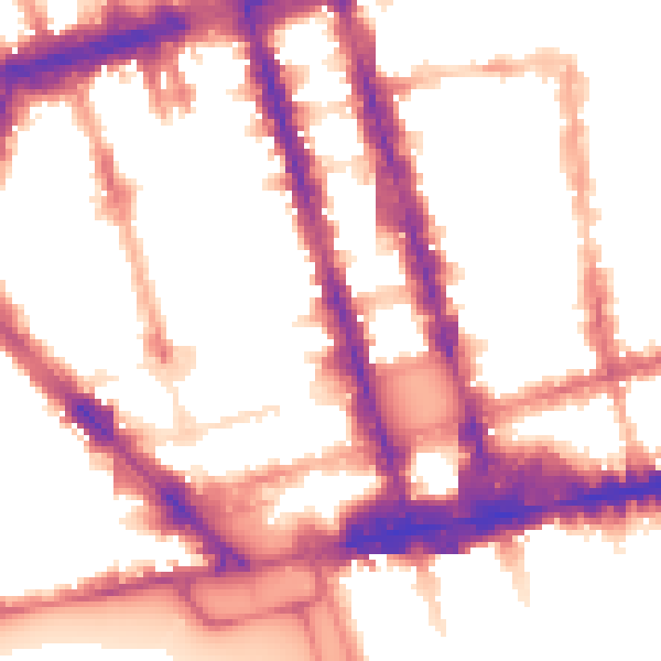 Night-time road noise heatmap for W1H 7HN