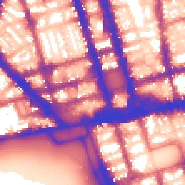 Daytime road noise heatmap for W1H 7HT