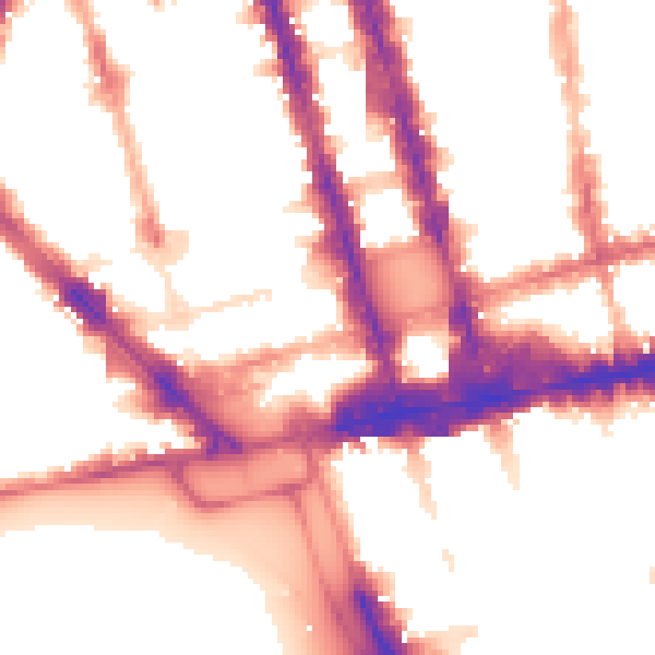 Night-time road noise heatmap for W1H 7HT