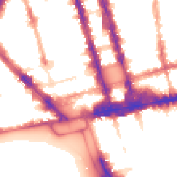 Night-time road noise heatmap for W1H 7HX