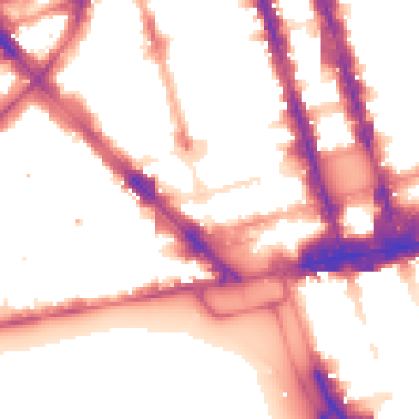 Night-time road noise heatmap for W1H 7NG