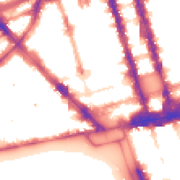 Night-time road noise heatmap for W1H 7NW