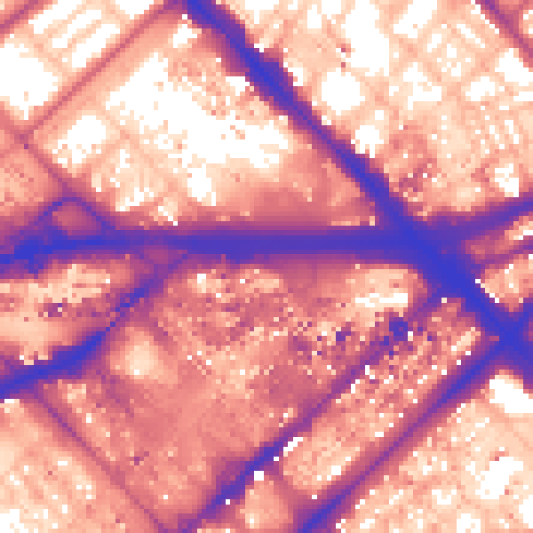 Daytime road noise heatmap for W2 1DT
