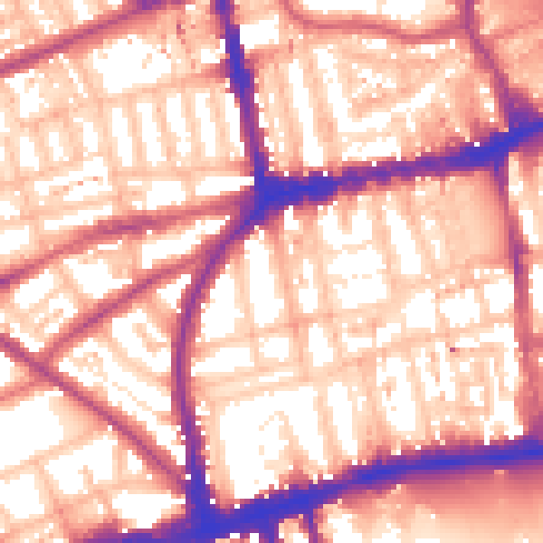 Daytime road noise heatmap for W2 4TA