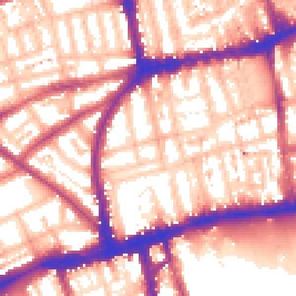 Daytime road noise heatmap for W2 4TD