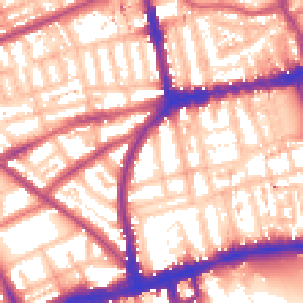 Daytime road noise heatmap for W2 4XB