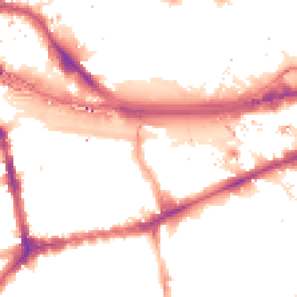 Night-time road noise heatmap for W2 6EU