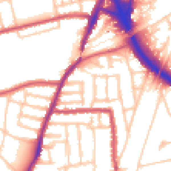 Daytime road noise heatmap for W3 6JF
