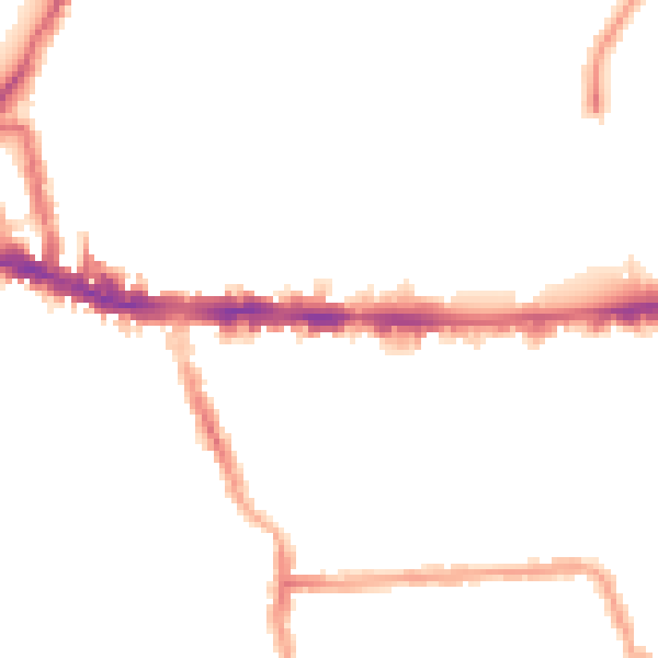 Night-time road noise heatmap for W3 6NG