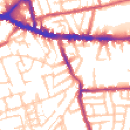 Daytime road noise heatmap for W3 8NN