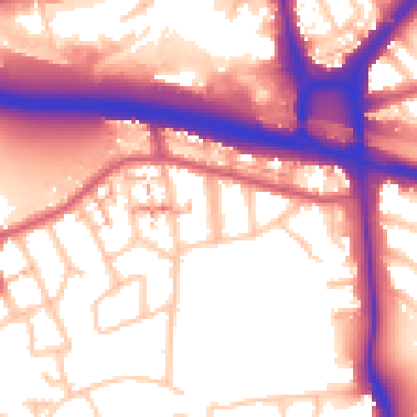Daytime road noise heatmap for W5 1AB