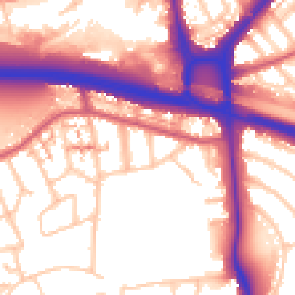 Daytime road noise heatmap for W5 1AP