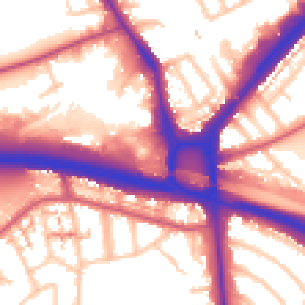 Daytime road noise heatmap for W5 1BN