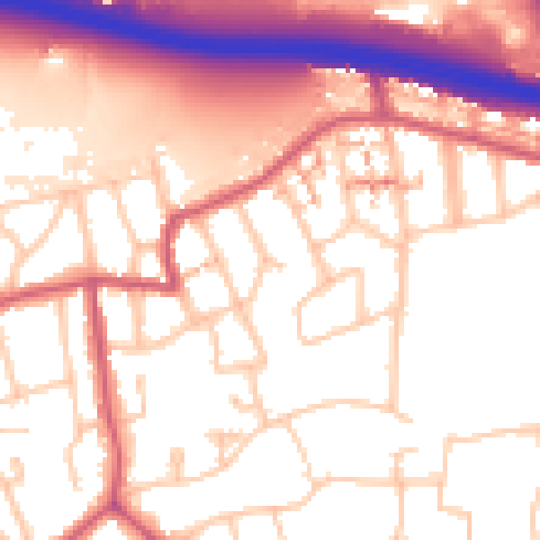 Daytime road noise heatmap for W5 1BQ