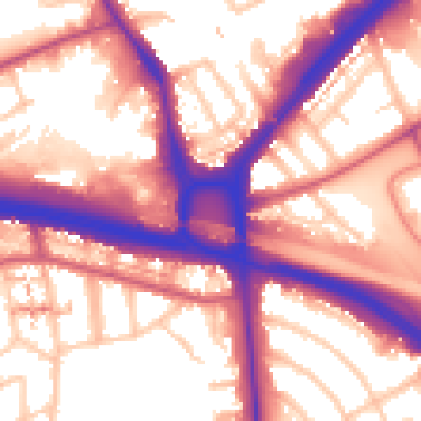 Daytime road noise heatmap for W5 1BT